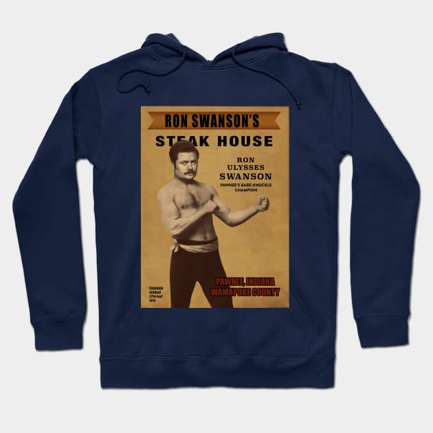 ron swanson's steak house Hoodie by Naive Rider